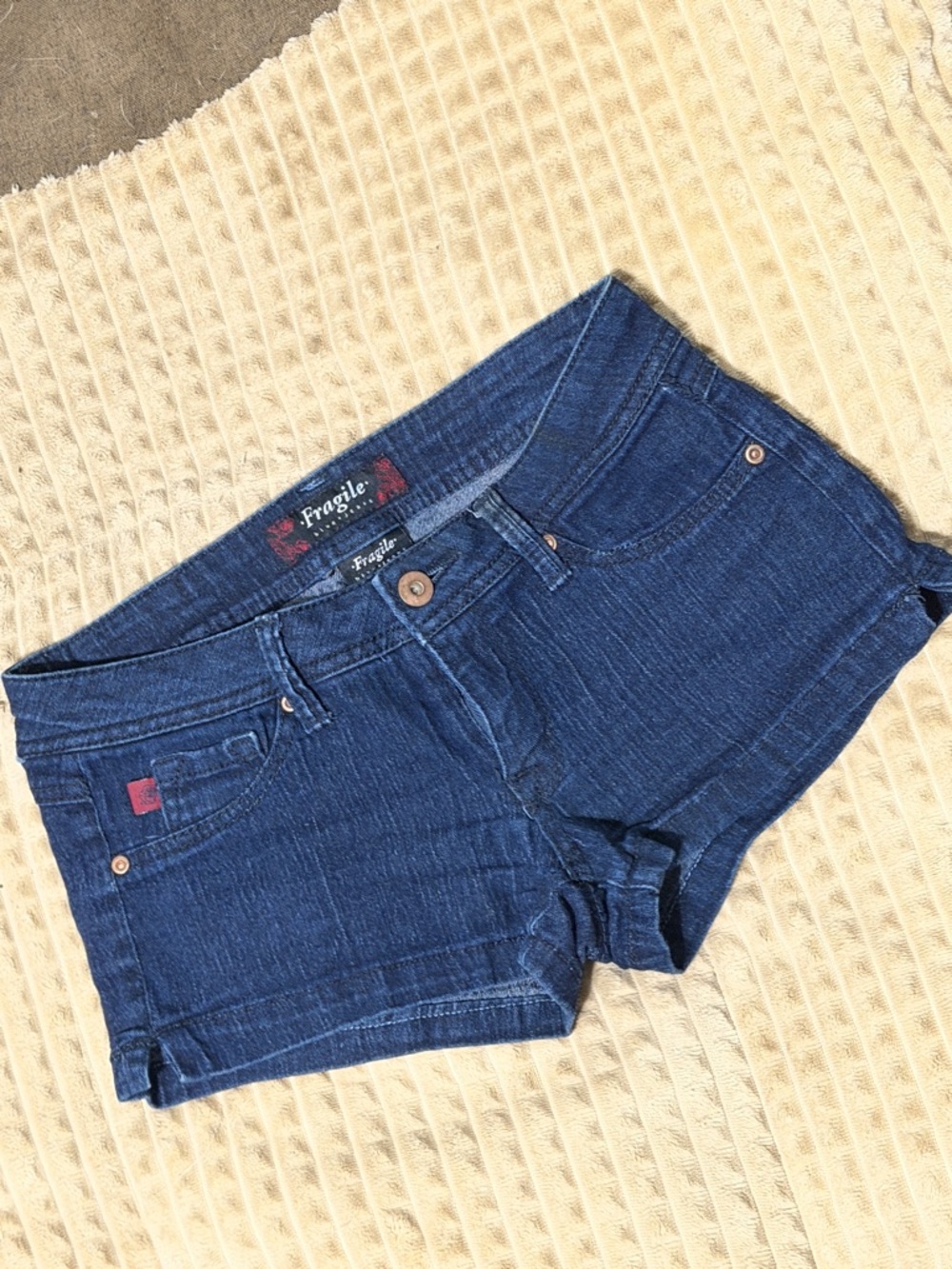 Fragile Dark Blue Denim Shorts